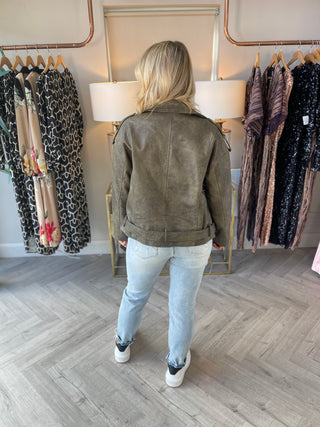 Jade Biker Jacket Taupe