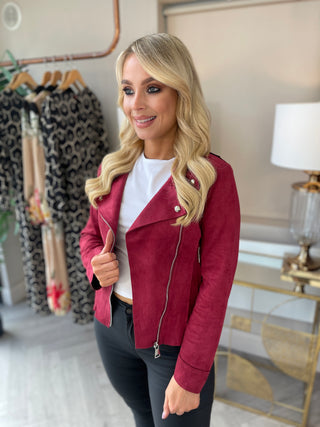 Bailey Burgundy Biker Jacket