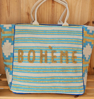 Turquoise Boho Tote