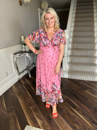 Pink Wildflower Wrap Dress