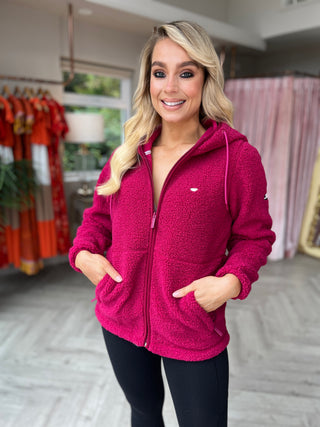 Alma Teddy Hoodie Berry