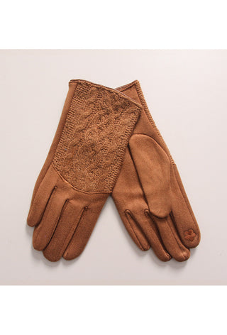 Camel Cable Knit Gloves