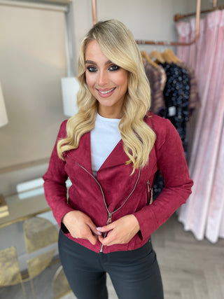 Bailey Burgundy Biker Jacket