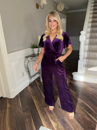 Purple Velvet Jumpsuit