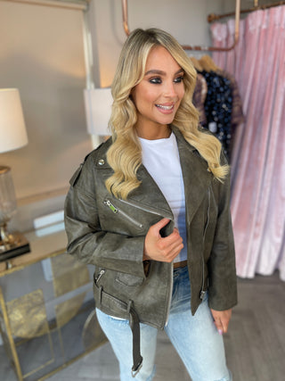 Jade Biker Jacket Taupe