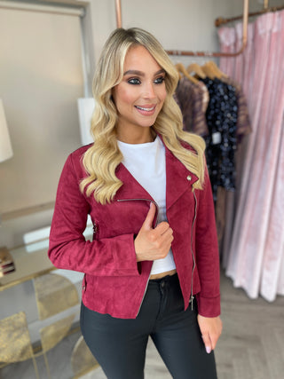 Bailey Burgundy Biker Jacket