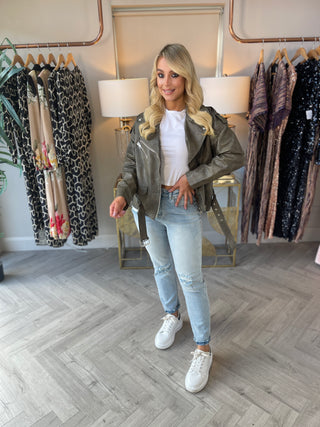 Jade Biker Jacket Taupe