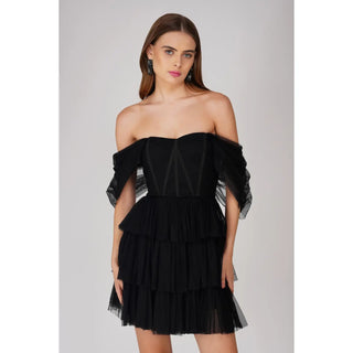 Jayda Black Tulle Mini Dress