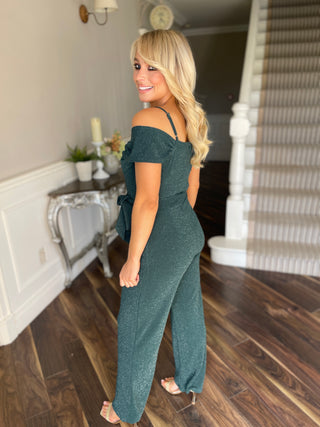 Glitzernder Bardot-Jumpsuit