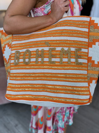 Orange Boho Tote