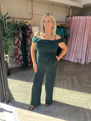 Glitzernder Bardot-Jumpsuit