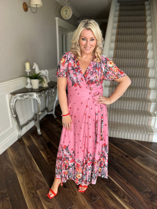 Pink Wildflower Wrap Dress