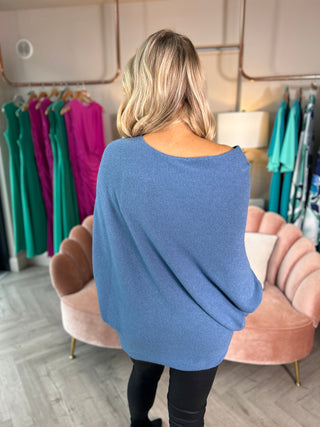 Macey Blue Drape Knit