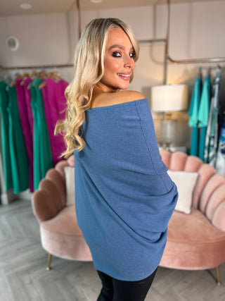 Macey Blue Drape Knit