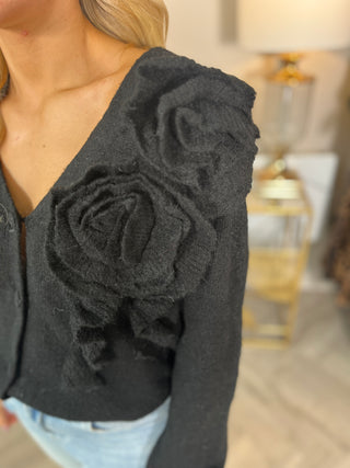 Ruffle Black Cardi