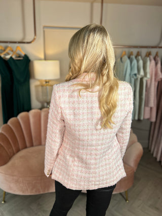 Laurent Rose Tweed Blazer