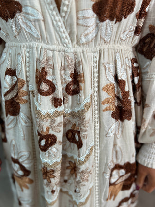 Embroidery Bead Dress Cream