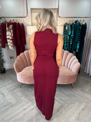 Thalia Burgundy Crystal Dress