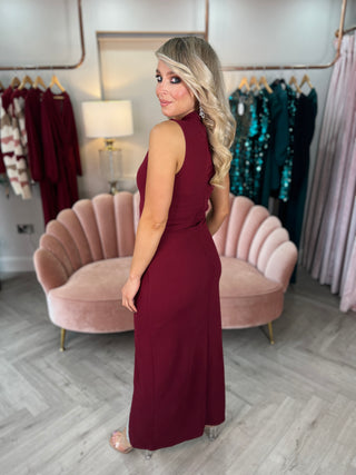 Thalia Burgundy Crystal Dress