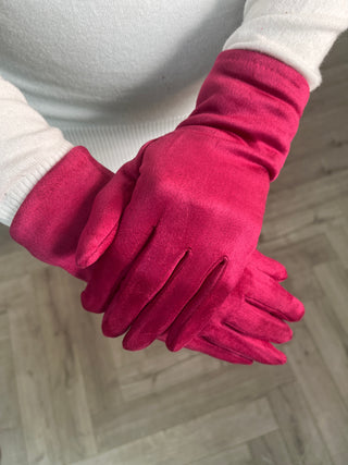 Fuschia Suede Gloves