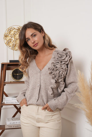 Ruffle Taupe Cardi