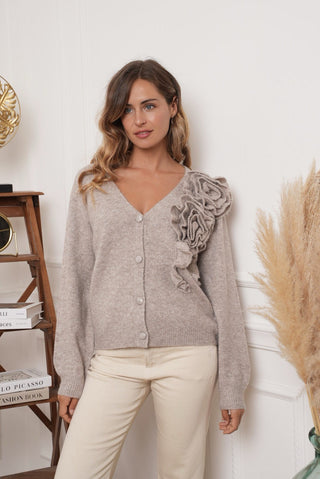 Ruffle Taupe Cardi