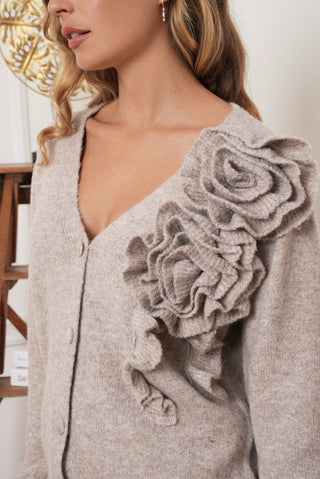 Ruffle Taupe Cardi