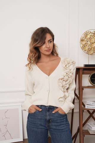 Ruffle Cream Cardi