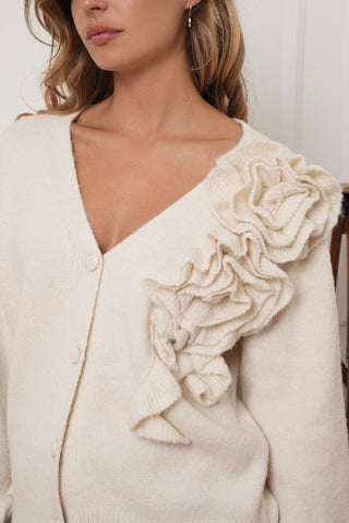 Ruffle Cream Cardi