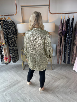 Metallic Blouse Khaki