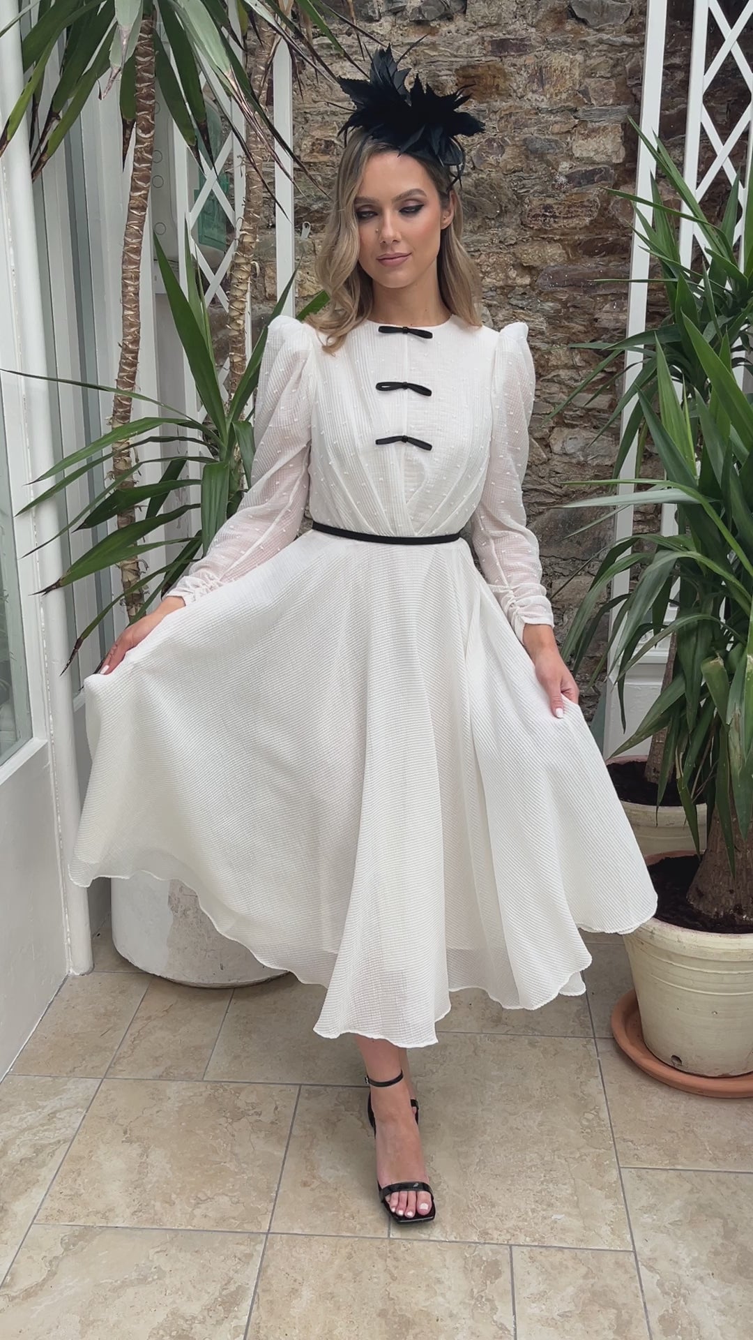 Midi dress with sleeves cheap white